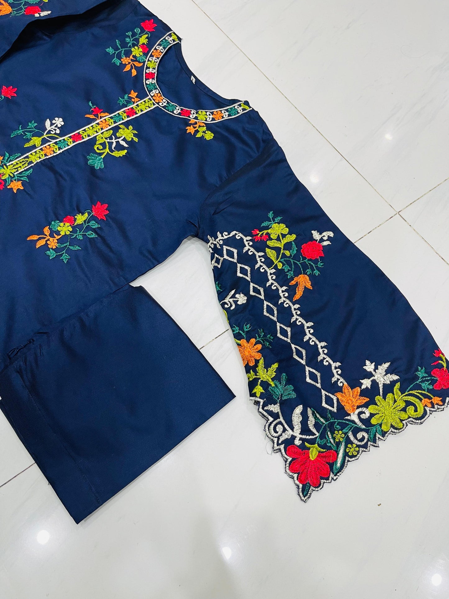 KHADI CUTWORK NAVY 2PCS